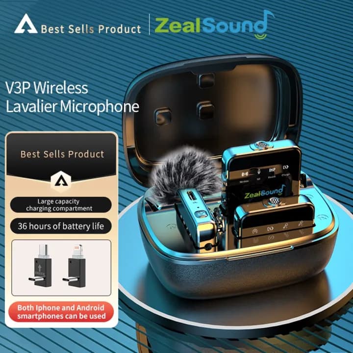 میکروفون یقه ای بی سیم زل ساند مدل V3Pro | همراه با کیس شارژ و قابلیت کاهش نویز — تصویر ۲