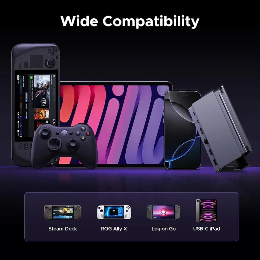 داک استیشن 6 در 1 یوگرین مخصوص Steam Deck با HDMI 4K@60Hz و پورت شبکه RJ45 — تصویر ۸