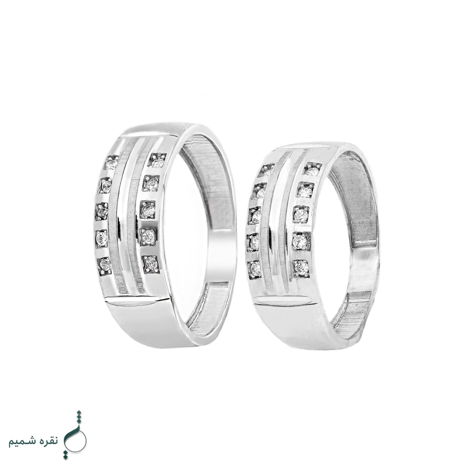 حلقه ست نقره زنانه و مردانه نگیندار مدل HSE-K89