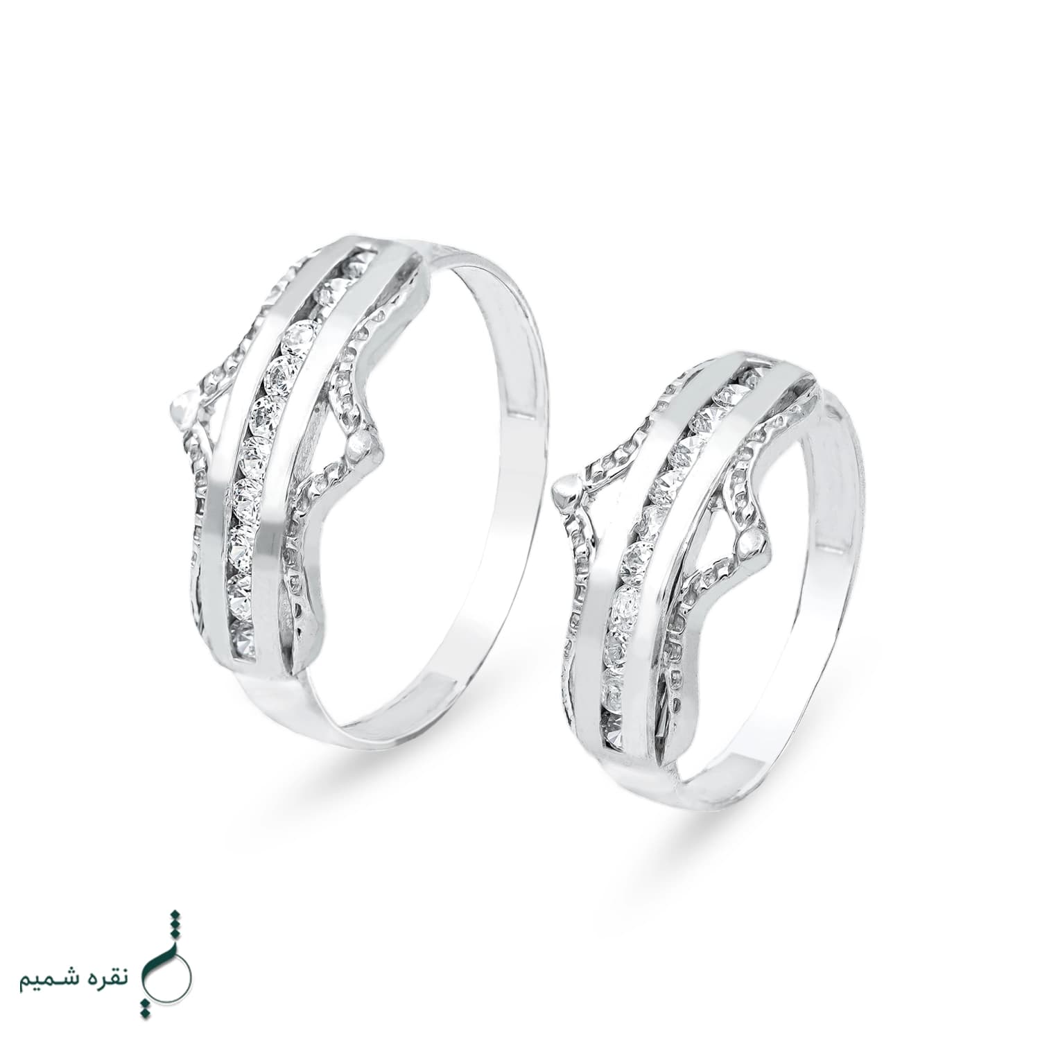 حلقه ست نقره زنانه و مردانه نگیندار مدل HSE-K78