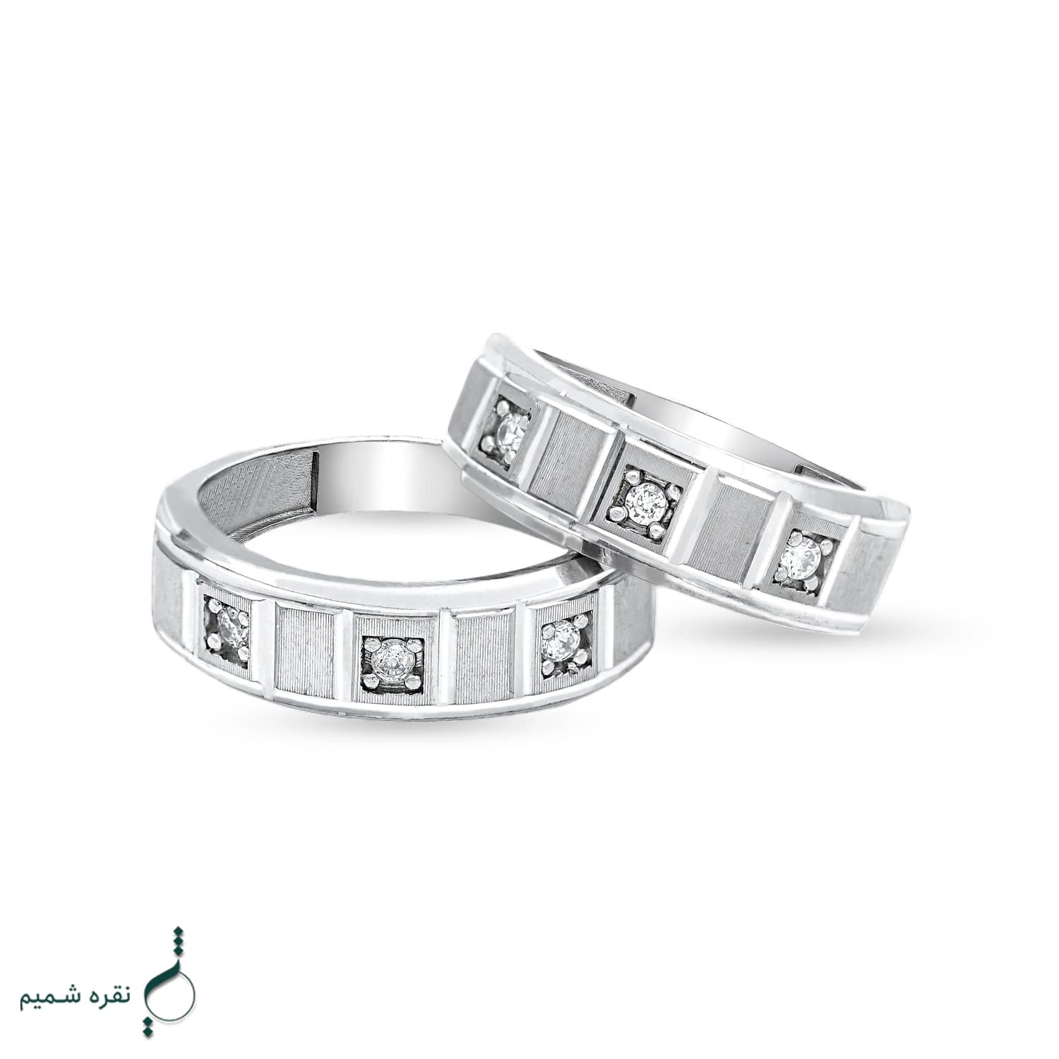 حلقه ست نقره زنانه و مردانه مدل HSE K48 — تصویر ۳