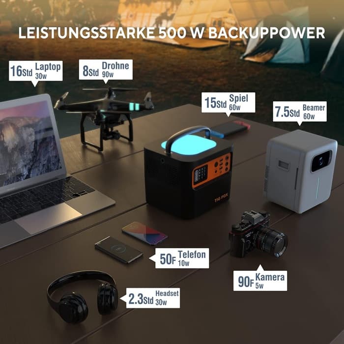 پاور استیشن و ژنراتور خورشیدی قابل حمل Tig Fox مدل T500 | ظرفیت 540Wh با توان 500W — تصویر ۳