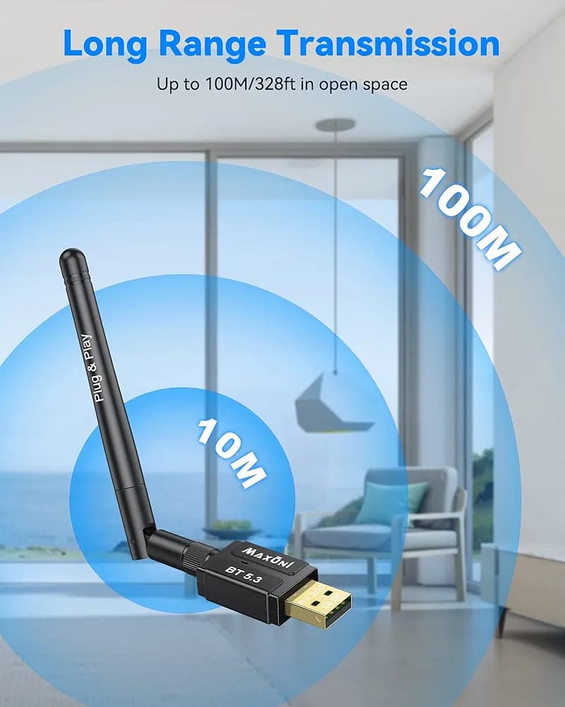 دانگل بلوتوث USB 5.3 مکسونی Maxuni BT‑608 | اتصال پایدار برای کامپیوتر و لپتاپ — تصویر ۵