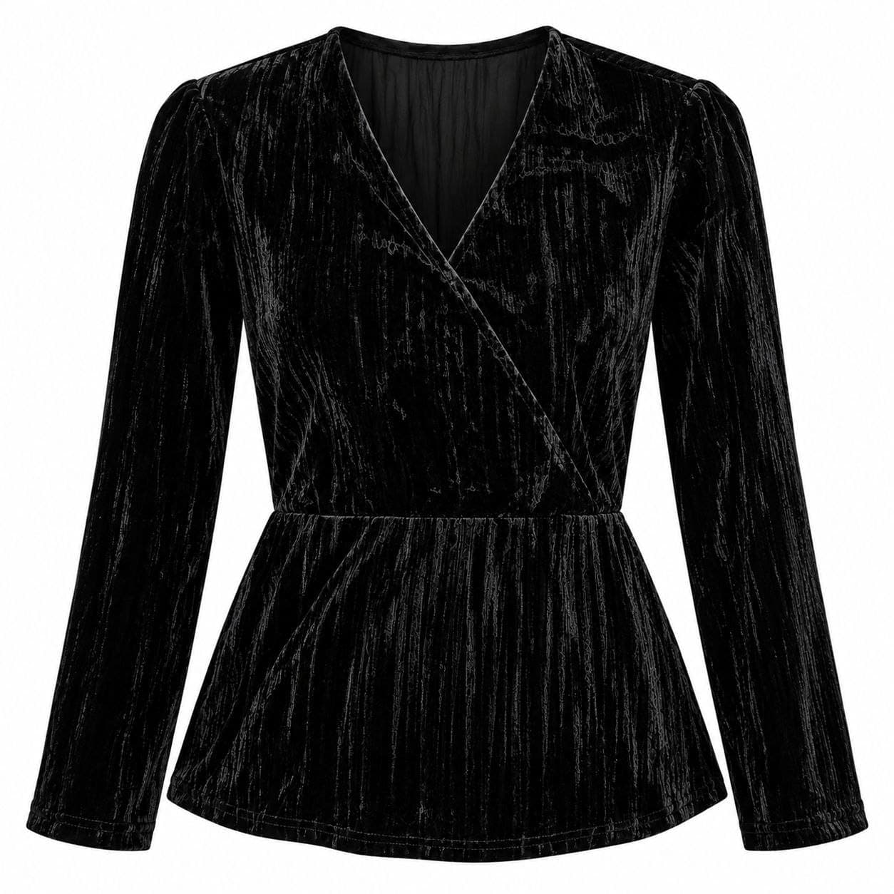 شومیز مخمل زنانه شیک مشکی شاینی برند آپ تو فشن آلمان 724523 Up2Fashion — تصویر ۲