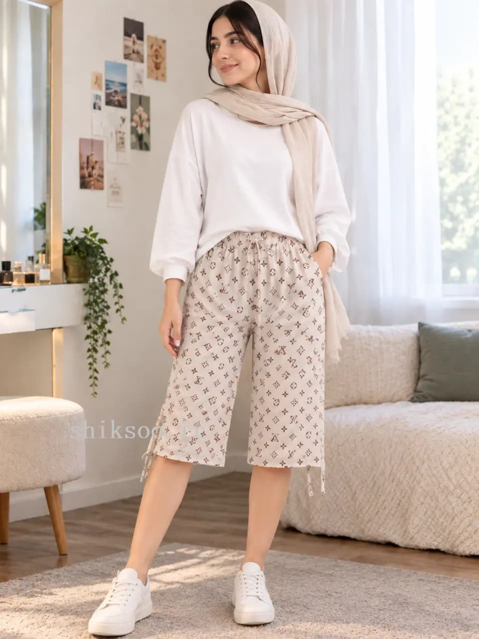 شلوارک زنانه پنبه لاکرا کد 1490 — تصویر ۲