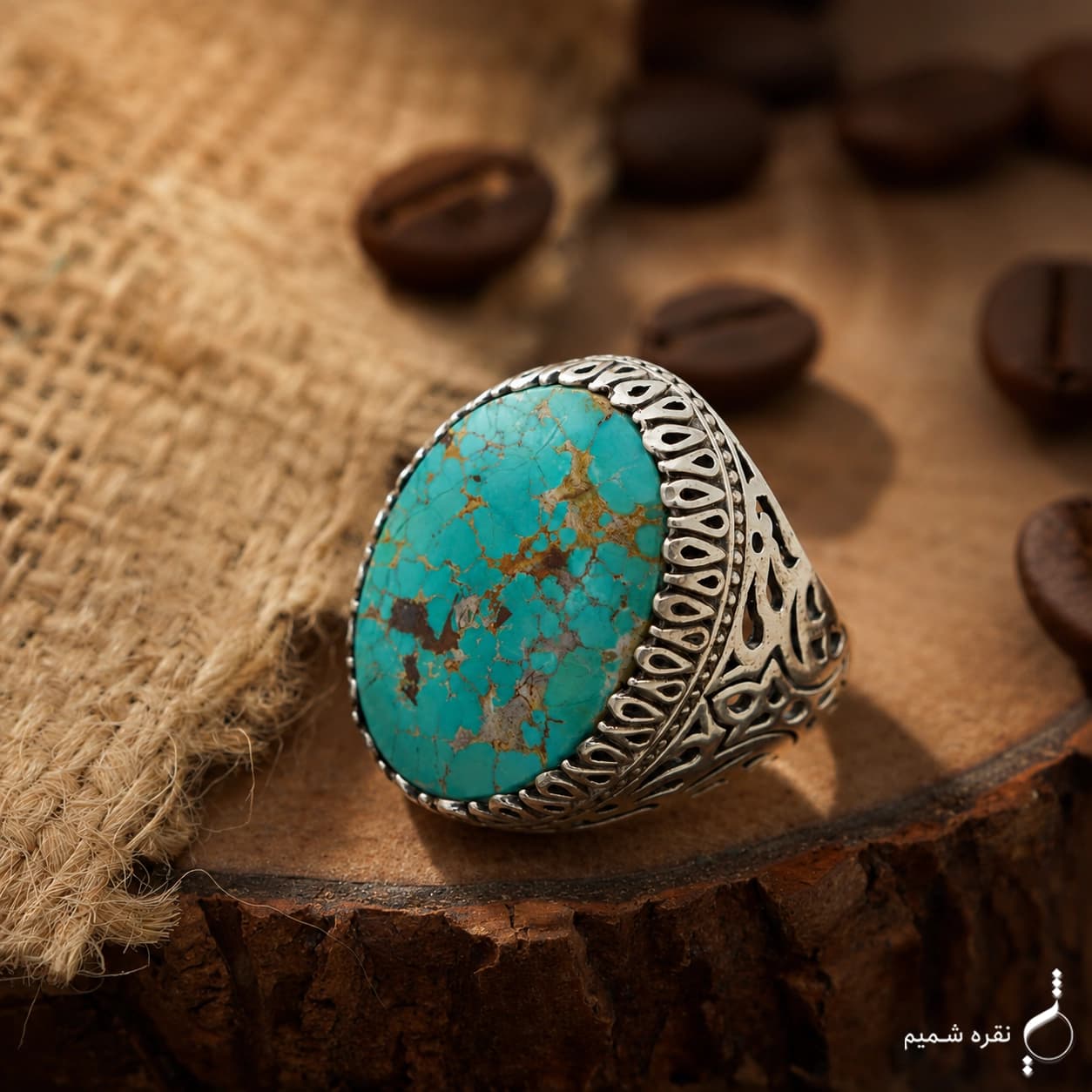 انگشتر مردانه نقره فیروزه اصل نیشابور مدل ANA-M04 — تصویر ۲