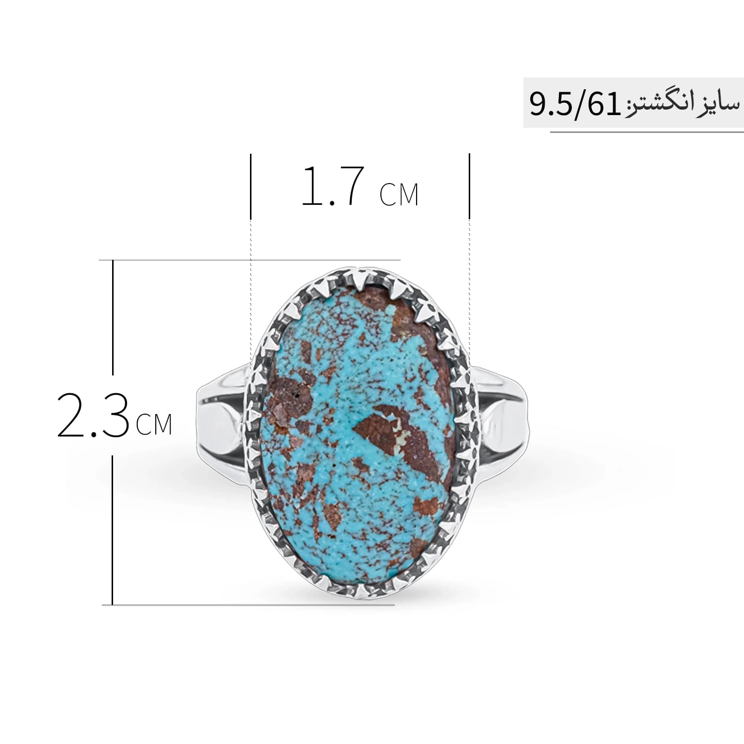 انگشتر مردانه نقره فیروزه نیشابور مدل ANA-M08 — تصویر ۵