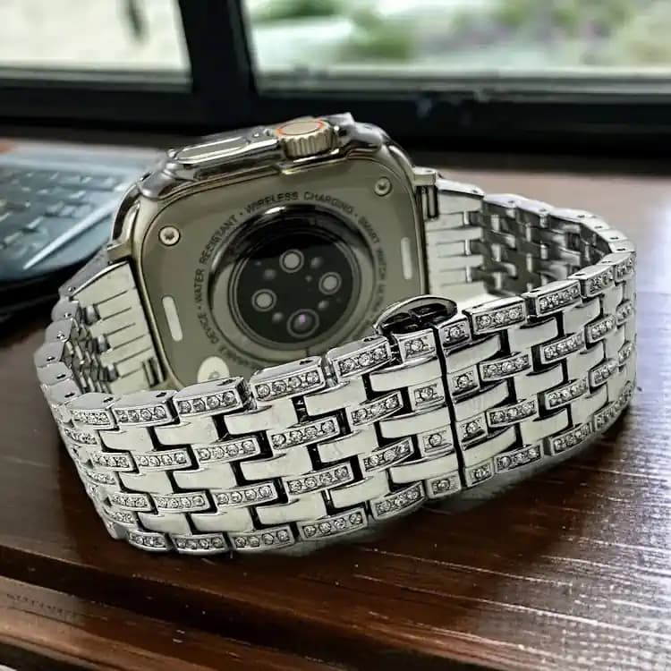 بند و کاور ساعت هوشمند iband مدل نگین دار مناسب برای سایز 49 اولترا — تصویر ۶