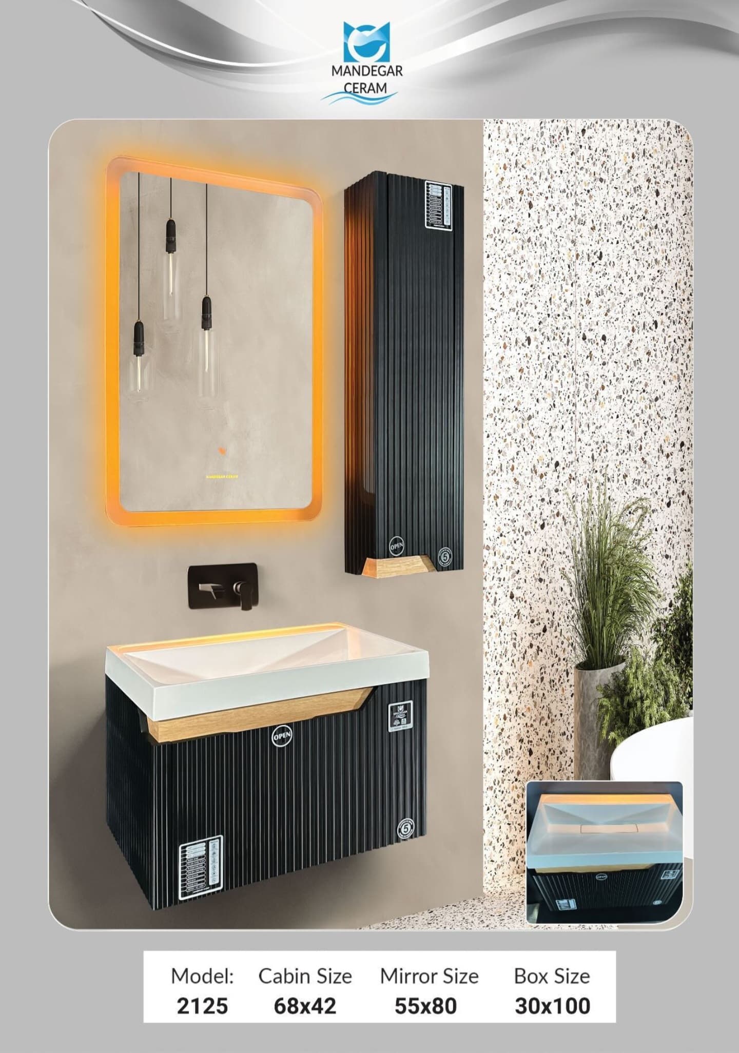 روشویی کابینتی 2125 ماندگار سرام — تصویر ۳