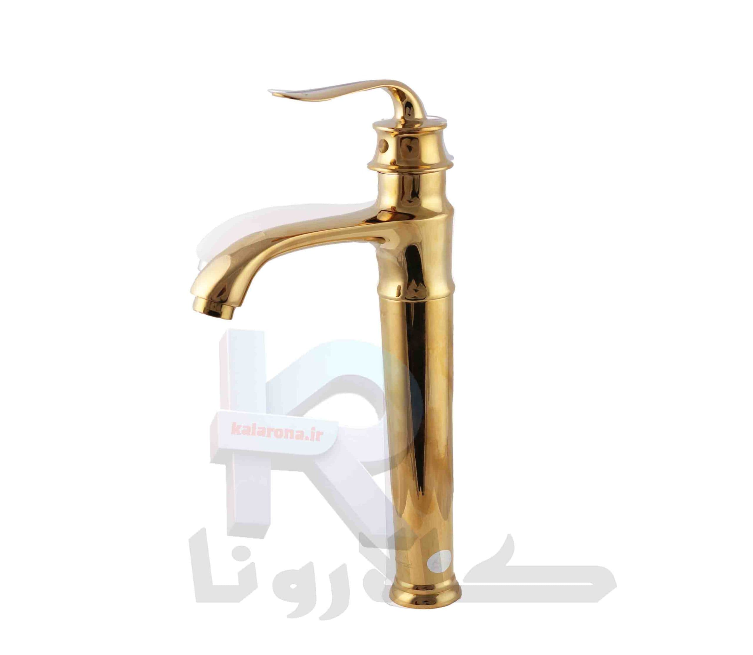 شیر روشویی مدل F6T2 طلایی پایه بلند