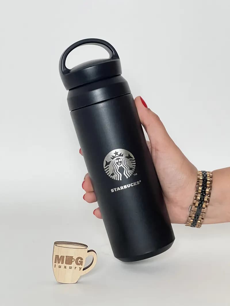 تراول ماگ Starbucks دسته دار درب پیچی 500 میل استیل 304 — تصویر ۲