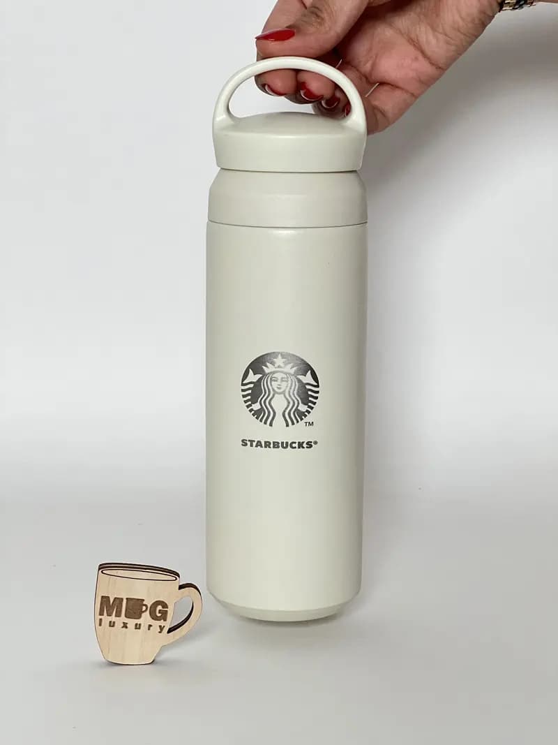تراول ماگ Starbucks دسته دار درب پیچی 500 میل استیل 304 — تصویر ۳