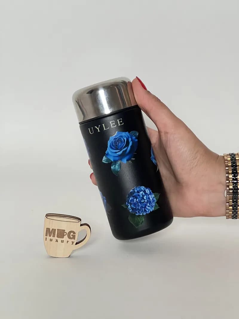 مینی فلاسک UYLEE صافی دار طرح گل 280 میل استیل 316 — تصویر ۴