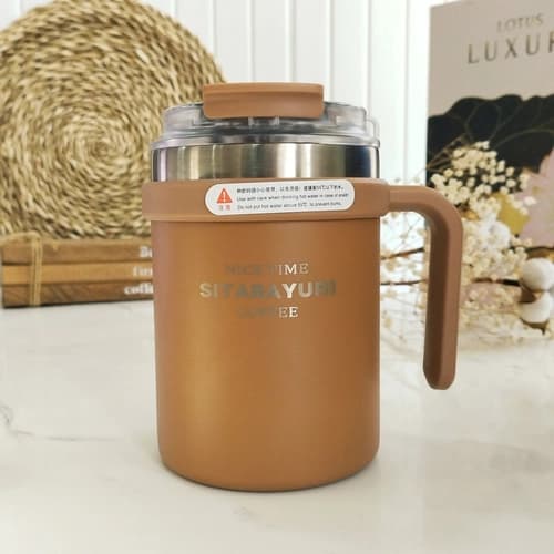 تراول ماگ SITARAYURI دسته بغل نی دار آسان نوش دار 500 میل استیل 304 — تصویر ۱۲