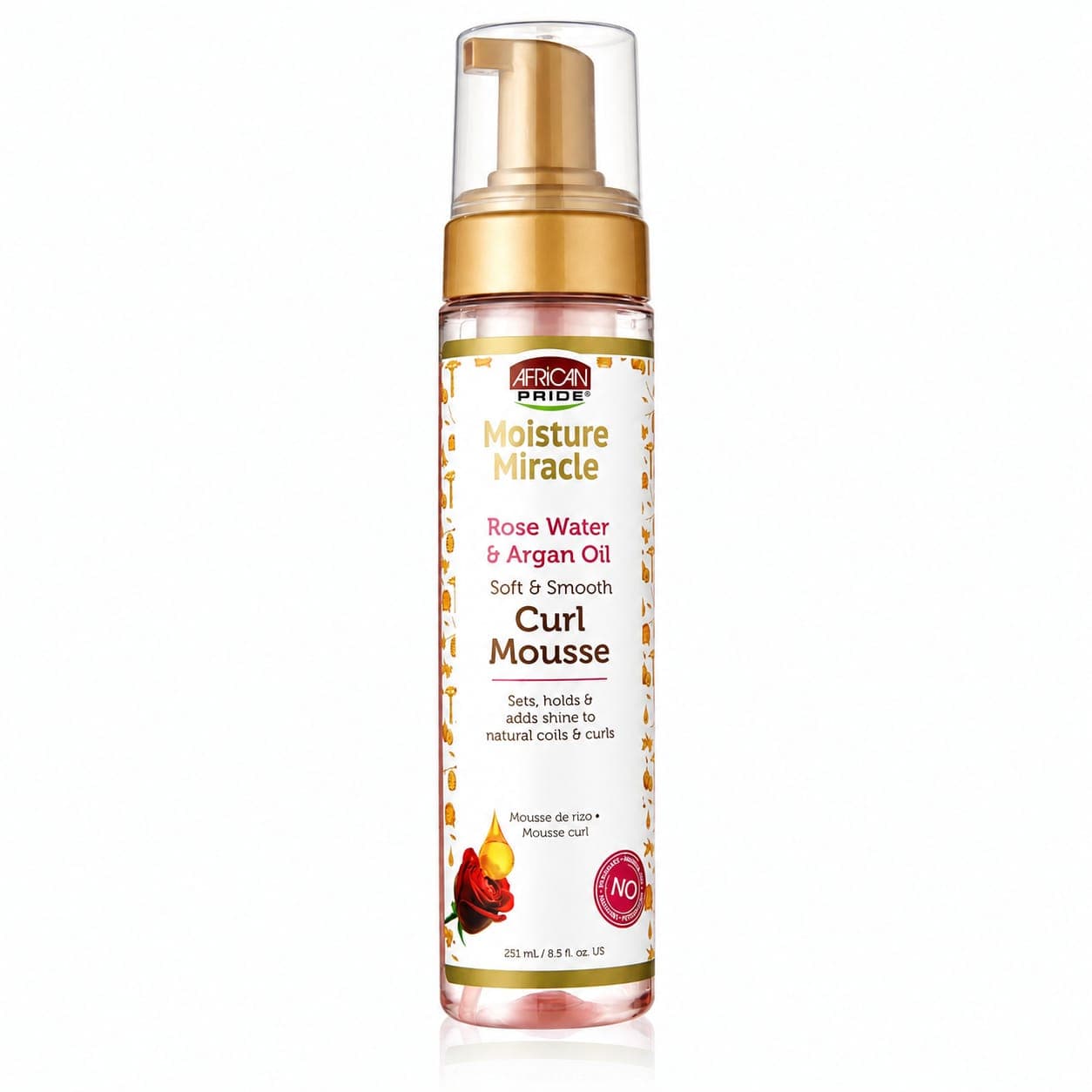 موس مو فر کننده آفریکن پراید AFRICAN PRIDE Mousse Curl Rose Water& Argan Oil