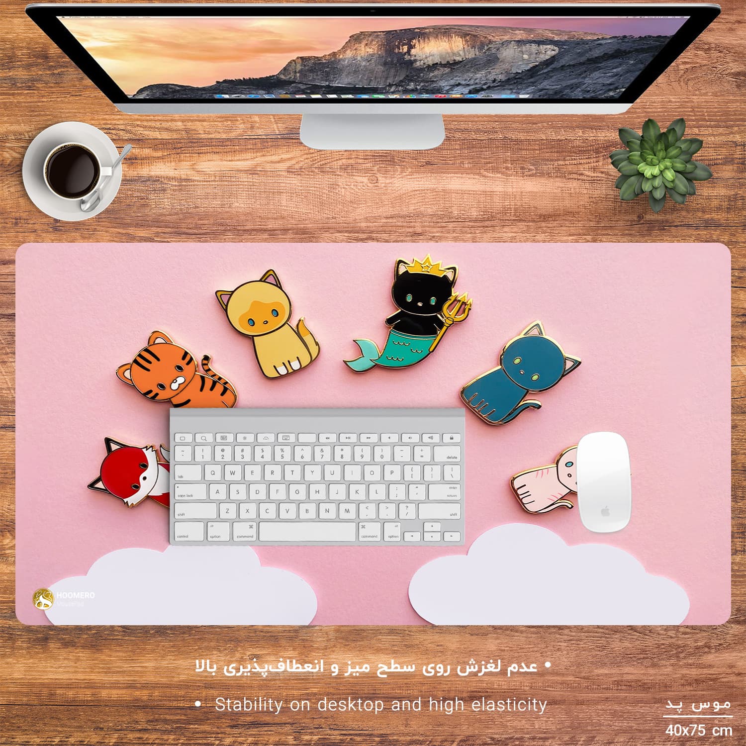 دسک پد هومرو مدل MX1167 طرح گربه فانتزی کیوت سایز 40×75 سانتیمتر — تصویر ۲