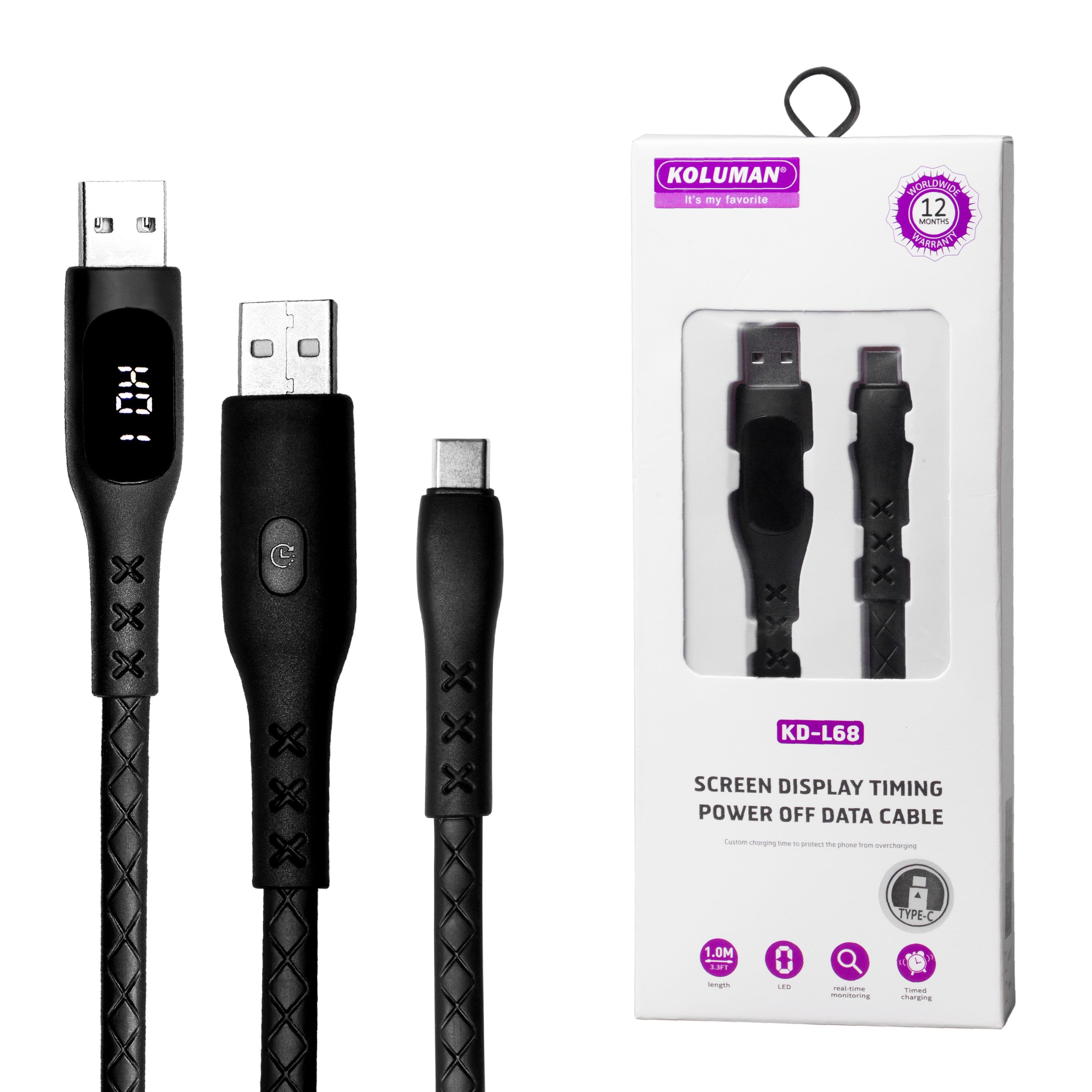 کابل تبدیل USB به USB -C کلومن مدل KD-L68 طول 1 متر مشکی — تصویر ۴