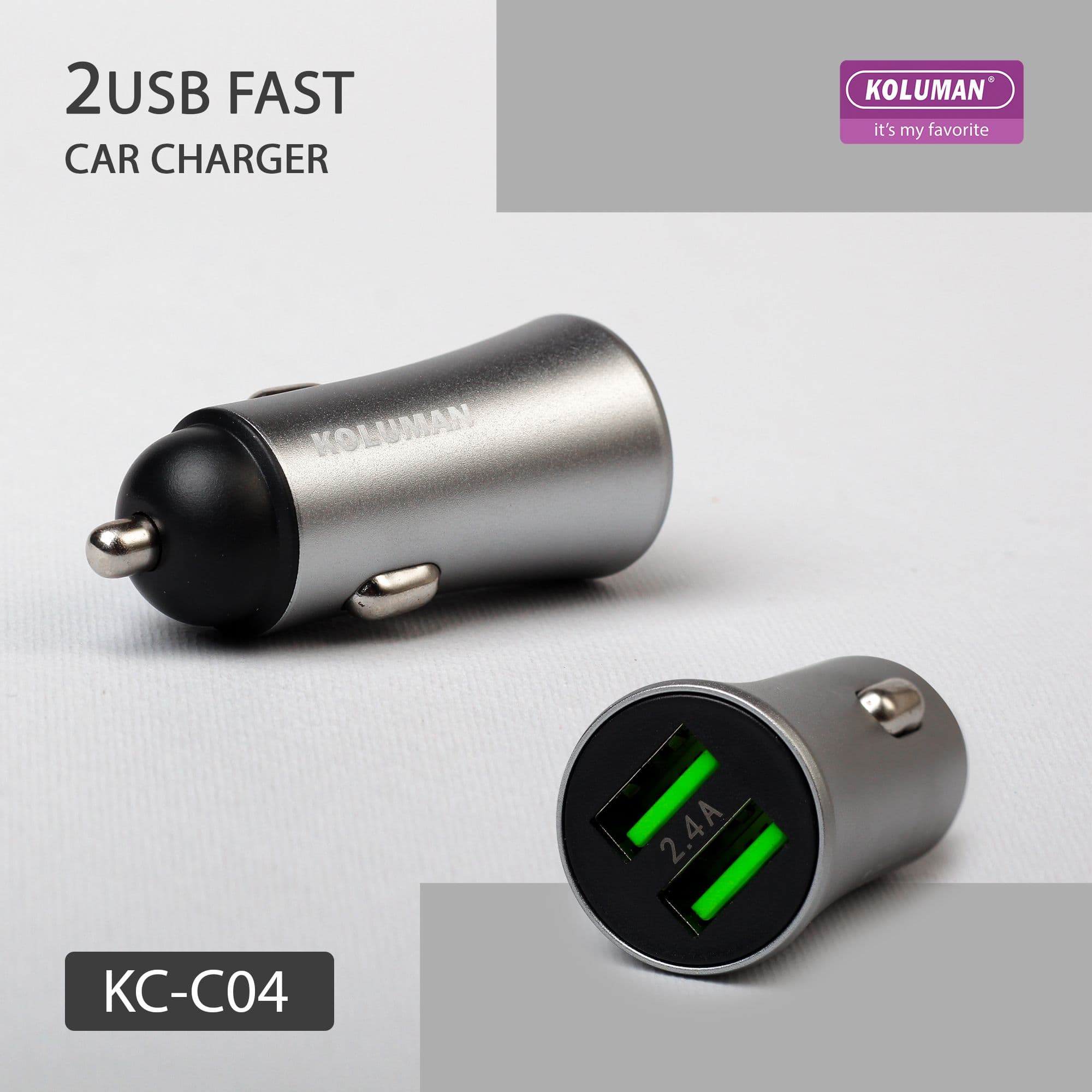 شارژر فندکی کلومن مدل KC – C04 به همراه کابل MICROUSB خاکستری گارانتی 12 ماهه تکنوپاز — تصویر ۳