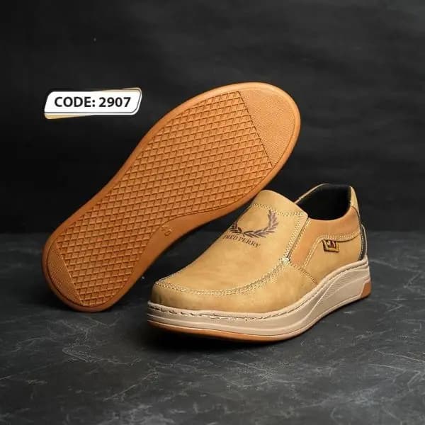 کفش دوردوخت خاکی زیره کرم PERRY(کد2907) — تصویر ۳
