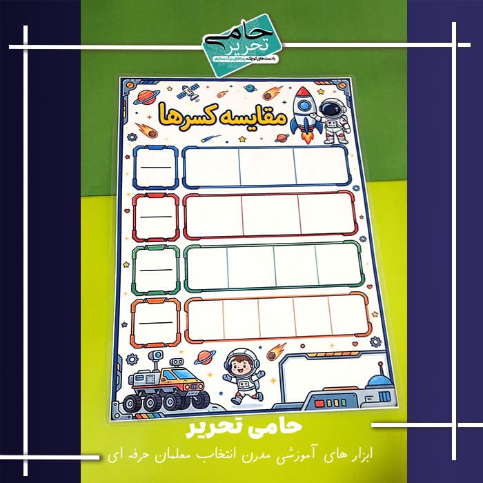 پوستر آموزشی مقایسه کسر ها طرح فضانورد