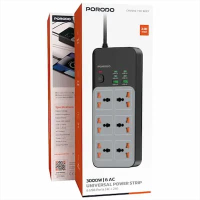 چندراهی برق پرودو مدل 6AC Universal Power Strip with 6 USB Ports — تصویر ۲