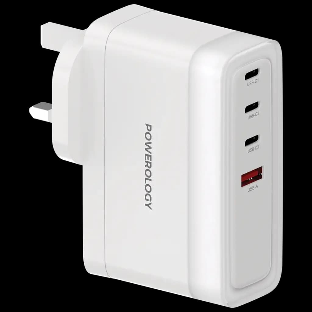 شارژر دیواری پاورولوژی مدل Powerology Lunex Series Fast Charging Adapter PD 140W PWFC1030BWH | شارژر 4 پورت USB-C PD 3.1