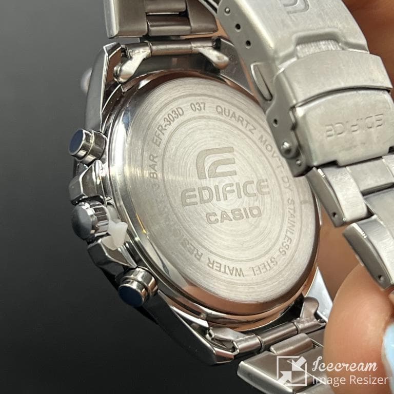 ساعت مردانه کاسیو ادیفایس سه موتوره صفحه مشکی جهان نمابابنداستیل نقره ای casio — تصویر ۷