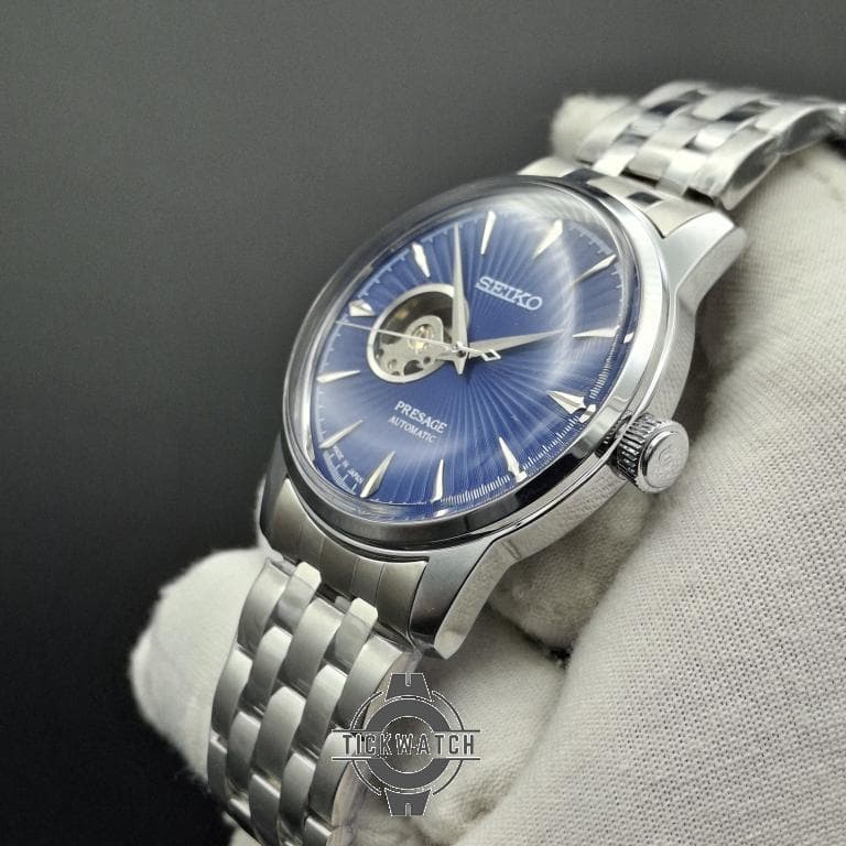 ساعت مچی مردانه سیکو Seiko Presage open Herat اتوماتیک 21سنگ قلب باز با صفحه سرمه ای — تصویر ۴