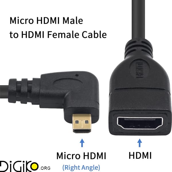 کابل تبدیل HDMI ماده به Micro HDMI نری سر کج — تصویر ۳