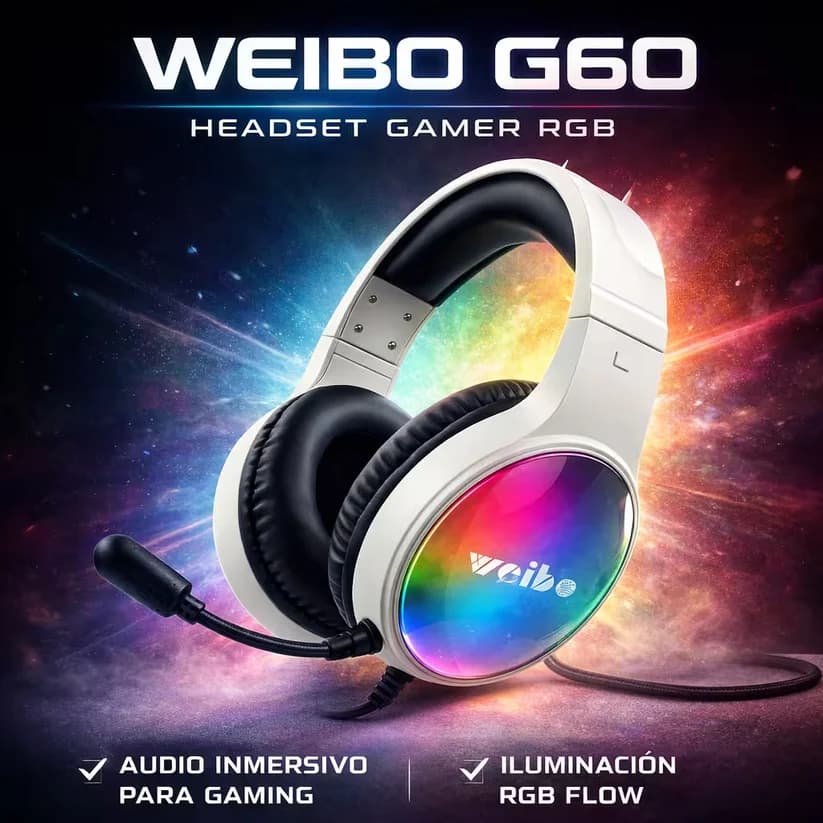 هدست گیمینگ G60 | هدفون گیمینگ سیمی با میکروفون و نور RGB — تصویر ۵