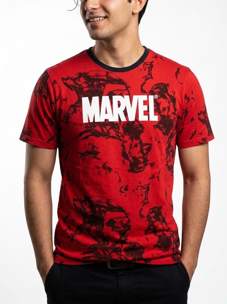 تیشرت مارول Marvel طرح قرمز دودی