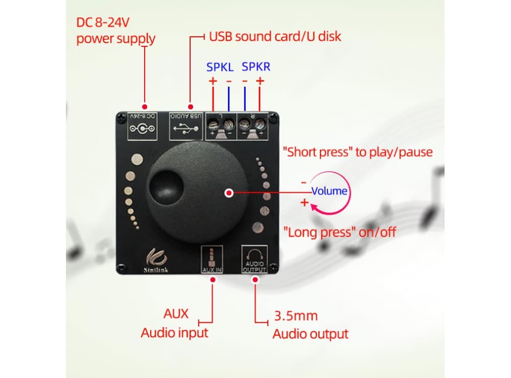 ماژول آمپلی فایر صوتی بلوتوث دار 10W15W20W مدل XY-AP15H — تصویر ۷