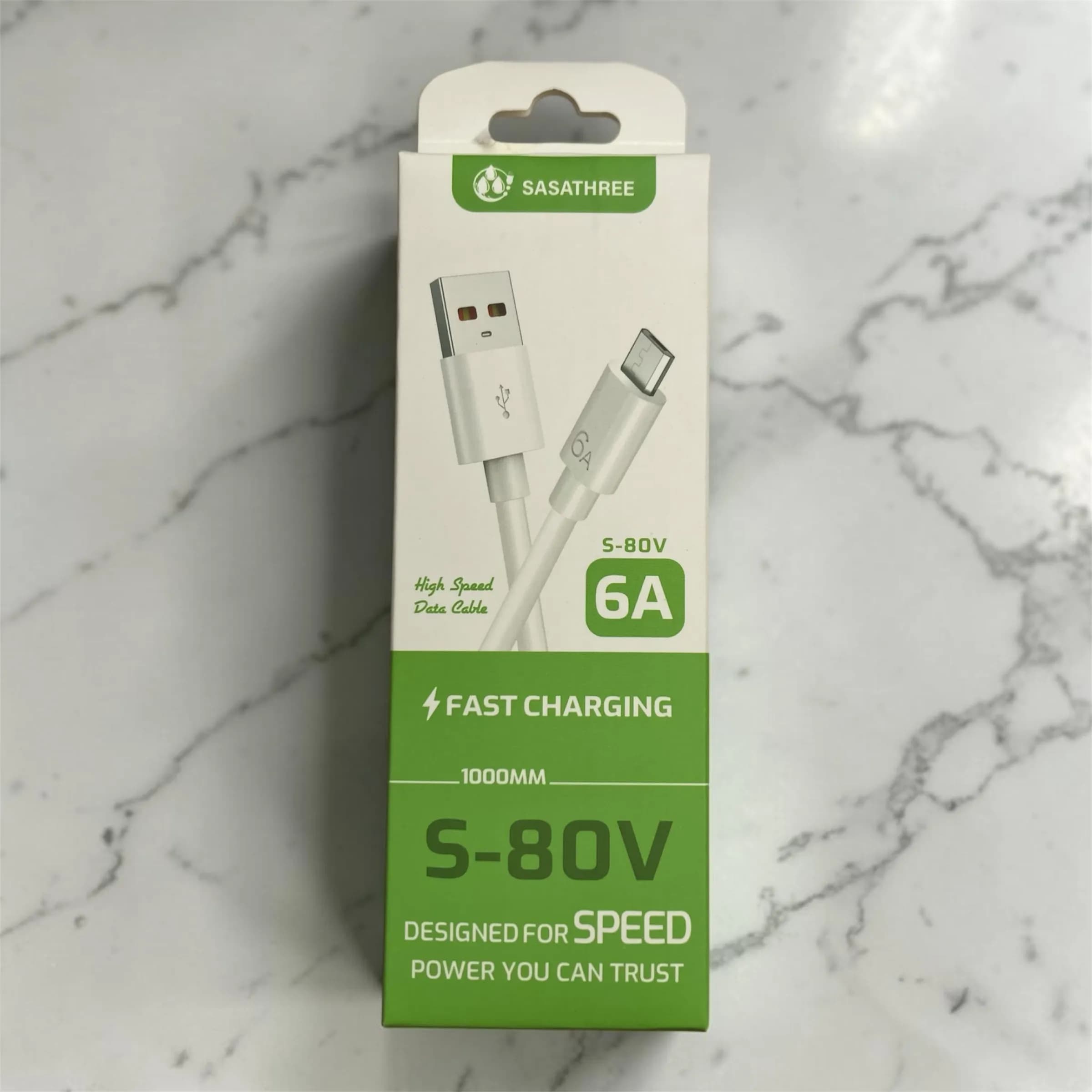 کابل شارژ و انتقال داده SASATHREE مدل S-80V میکرو USB 6 آمپر