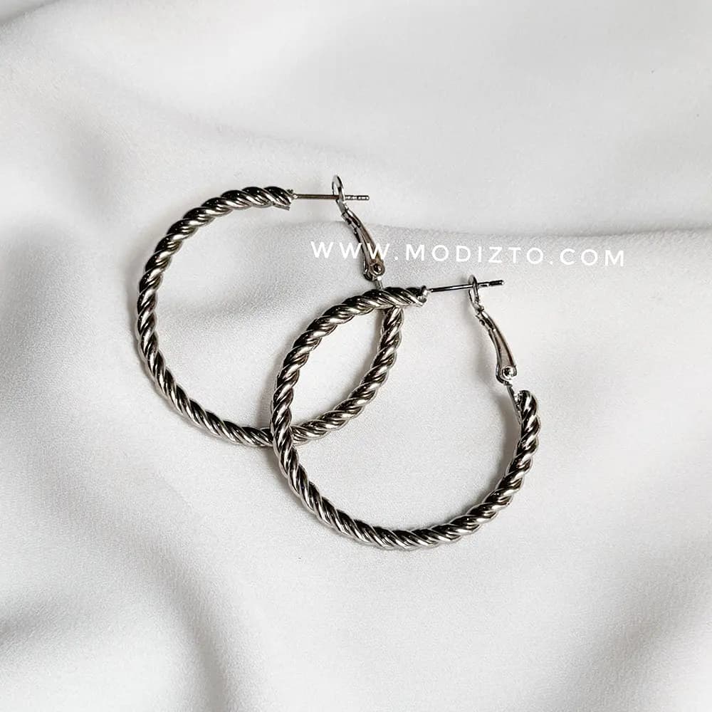 گوشواره استیل سیلور مدل پیچی