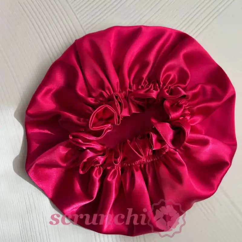 کلاه خواب ساتن ابریشم دورو سرخابی