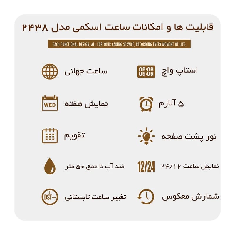 ساعت مچی مردانه اسکمی 2438 اورجینال مشکی دیجیتالی — تصویر ۴