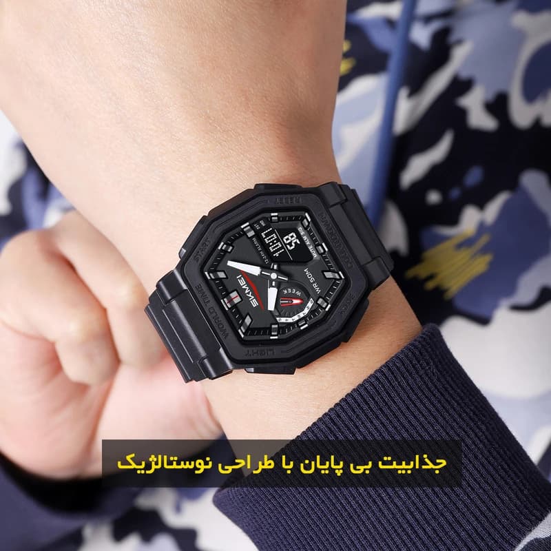 ساعت مچی مردانه اسکمی 2438 اورجینال مشکی دیجیتالی — تصویر ۳