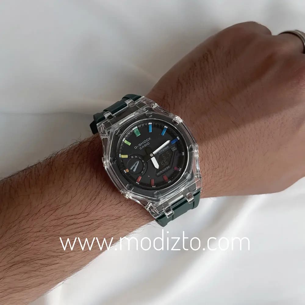 ساعت مچی کاسیو جی شاک پمپی مدل GA-2100 بند سبز تیره — تصویر ۵
