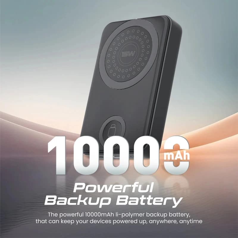 پاوربانک بیسیم 3 در 1 پرومیت مدل POWERMAG-TRIO.BLACK به ظرفیت 10000 میلیآمپر ساعت — تصویر ۷