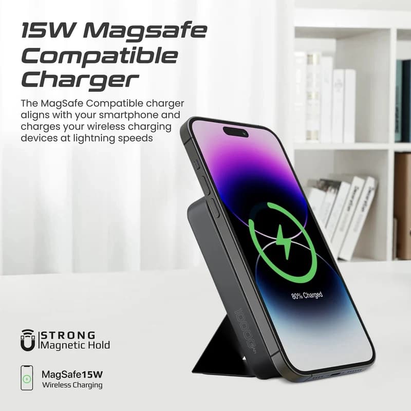 پاوربانک بیسیم 3 در 1 پرومیت مدل POWERMAG-TRIO.BLACK به ظرفیت 10000 میلیآمپر ساعت — تصویر ۶