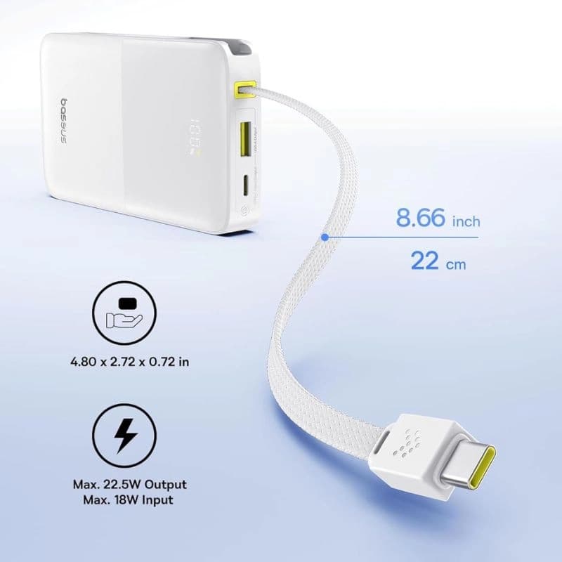پاوربانک بیسیم 22.5 وات بیسوس مدل EnerFill FC51 Bipow2 Pro ظرفیت 10000 میلیآمپرساعت — تصویر ۶