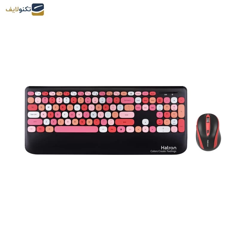 کیبورد و ماوس بی سیم هترون مدل HKCW350، سوییچ ممبران، Full-Size — تصویر ۷
