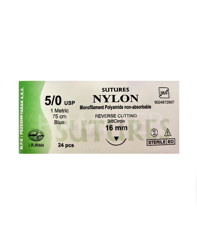 نخ بخیه نایلونی 5/0 – 16mm سوچرز – Sutures