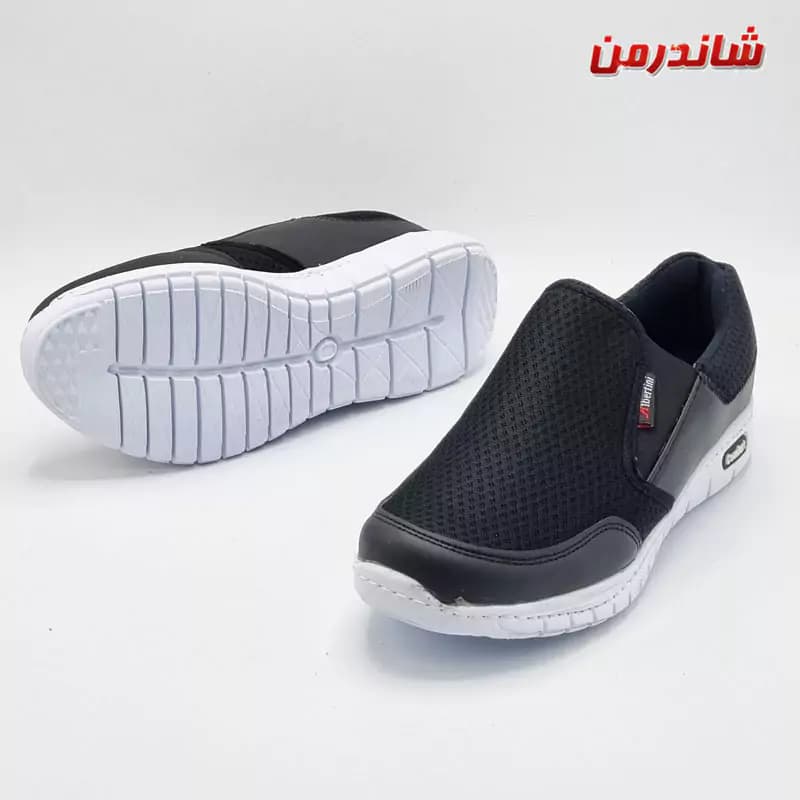 کفش مردانه راحتی اسپرت بدون بند ایتالیا مشکی سفیدnahrain — تصویر ۳