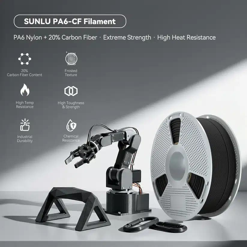 فیلامنت PA6-CF مشکی 1kg برند sunlu — تصویر ۸