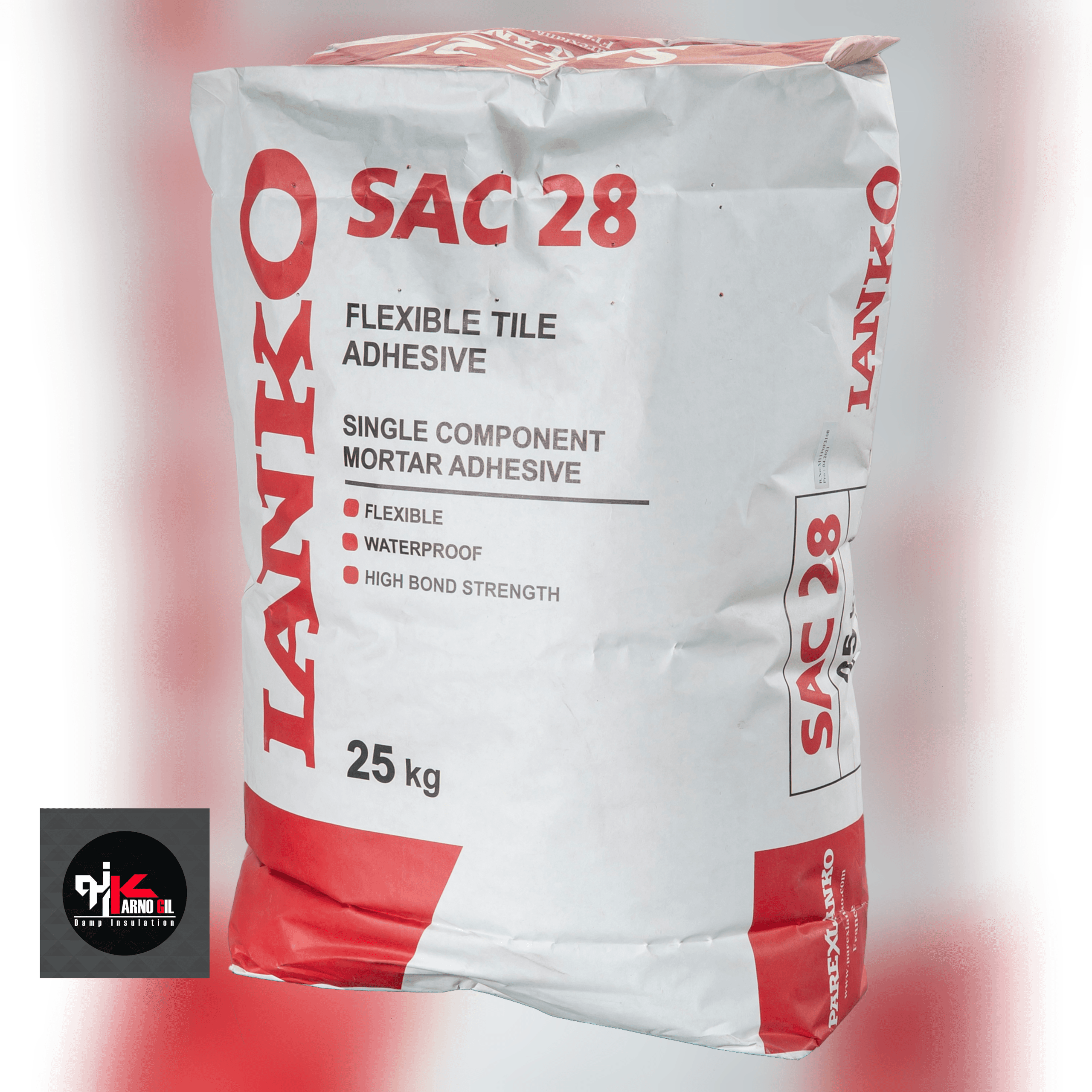 چسب کاشی پودری پرسلان سفید لانکو Lanko SAC28 کیسه 25 کیلوگرم