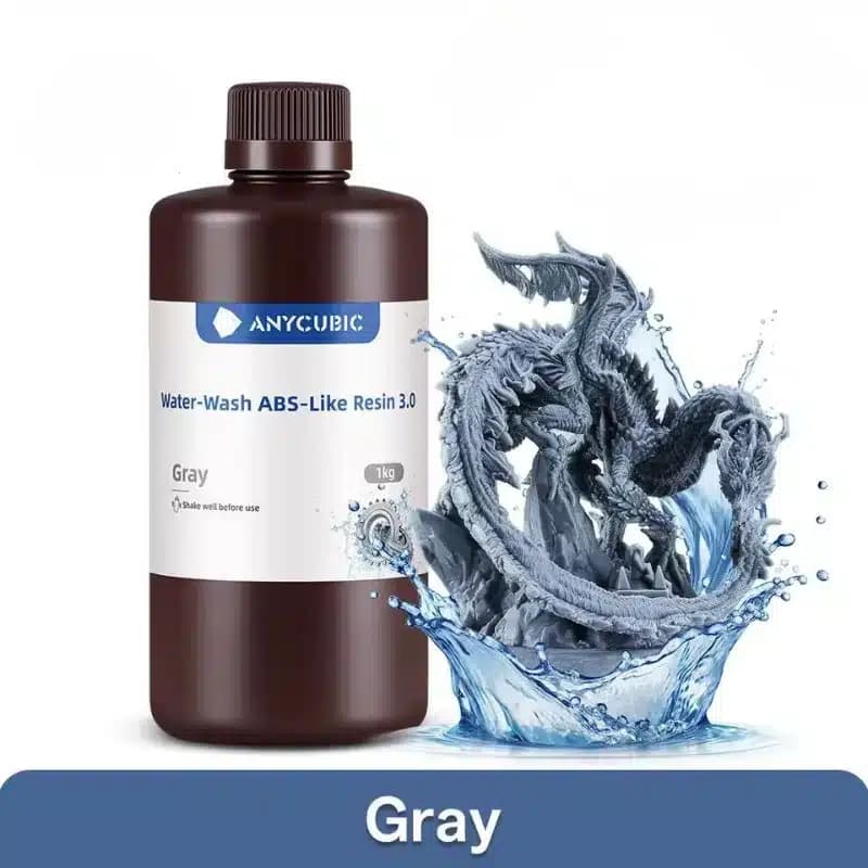 رزین قابل شستشو با آب ABS Like انیکیوبیک خاکستری Anycubic Water-wash ABS-Like Resin 3.0 (Gray) 1kg — تصویر ۲
