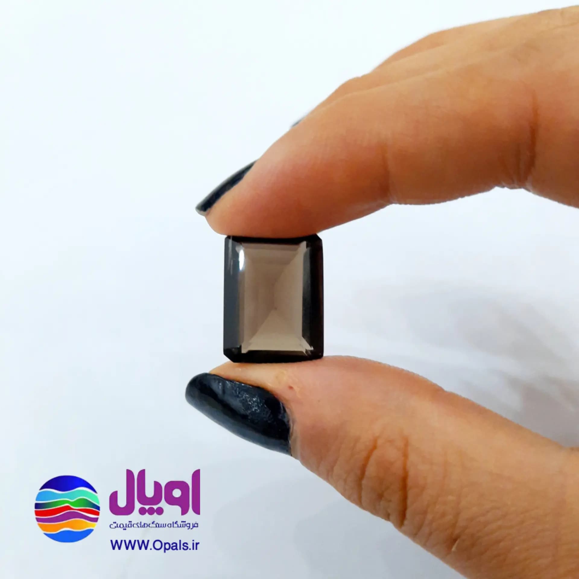 نگین کوارتز دودی چهارگوش 9.5 قیراط — تصویر ۲