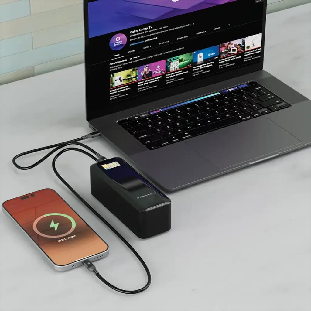 پاوربانک ۲۷۰۰۰ پاورولوژی NeuroVolt 140 با شارژ PD ۱۴۰ وات و ۳ پورت خروجی — تصویر ۳