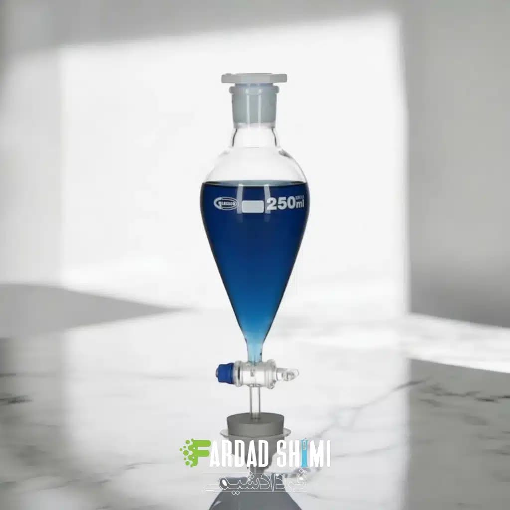 قیف دکانتور شیشه ای شیر تفلونی